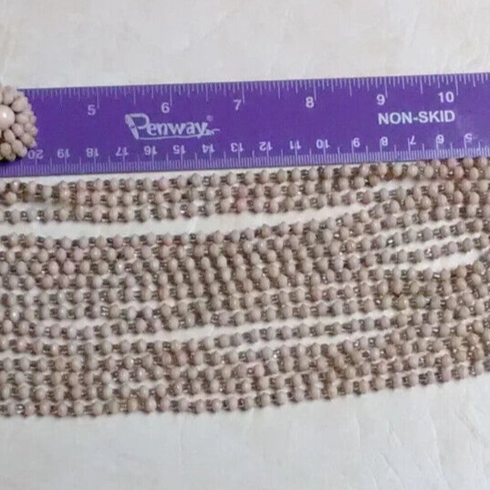 VINTAGE Hong Kong multi strand necklace / earrings set - Picture 8 of 13